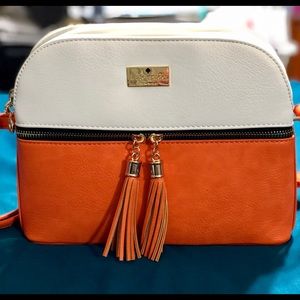 Orange and white crossbody NWOT